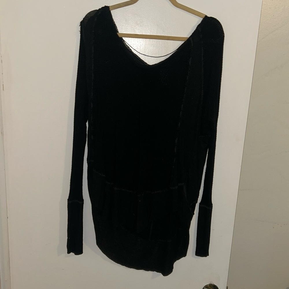 We the free, black thermal, long sleeve. Size large, flowy! Condition: like new